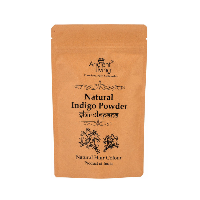 Package of Ancient Living Natural Indigo Powder on a white background
