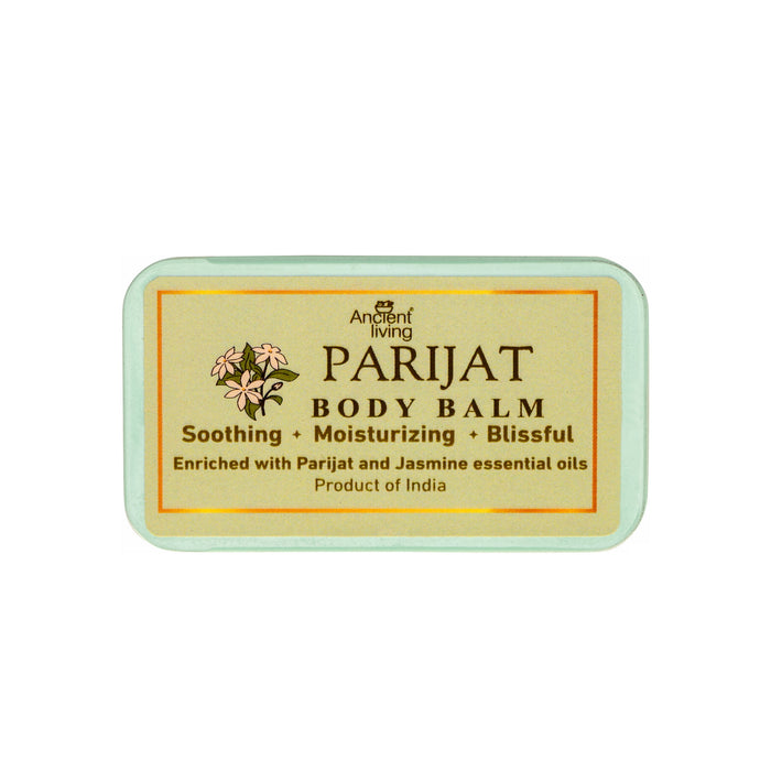 Parijat Body Balm packaging with branding and product description on a white background