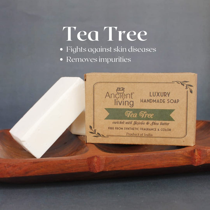 Ancient Living Tea tree Luxury Handmade Soap | with Organic Certified Ingredients | Natural Soap for Acne-Prone Skin | Ayurvedic Soap
