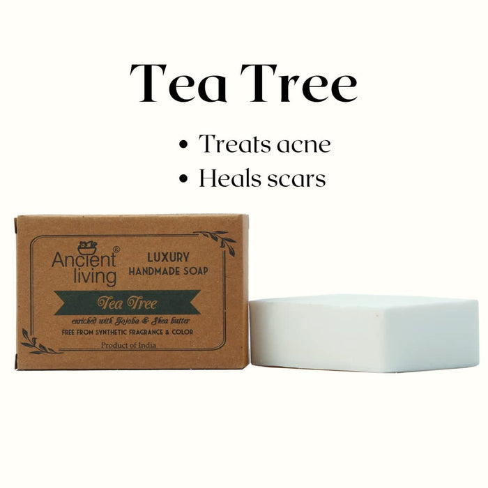 Ancient Living Tea tree Luxury Handmade Soap | with Organic Certified Ingredients | Natural Soap for Acne-Prone Skin | Ayurvedic Soap