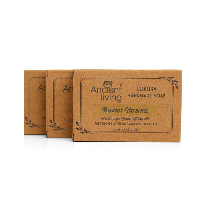 Ancient Living Kasturi Turmeric Handmade Soap with Organic Certified Ingredients | Chemical-Free