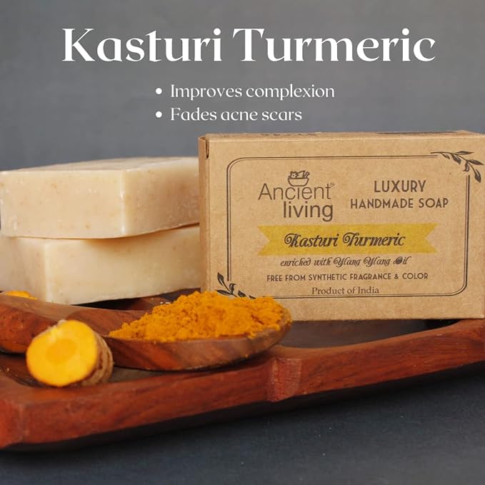 Ancient Living Kasturi Turmeric Handmade Soap with Organic Certified Ingredients | Chemical-Free