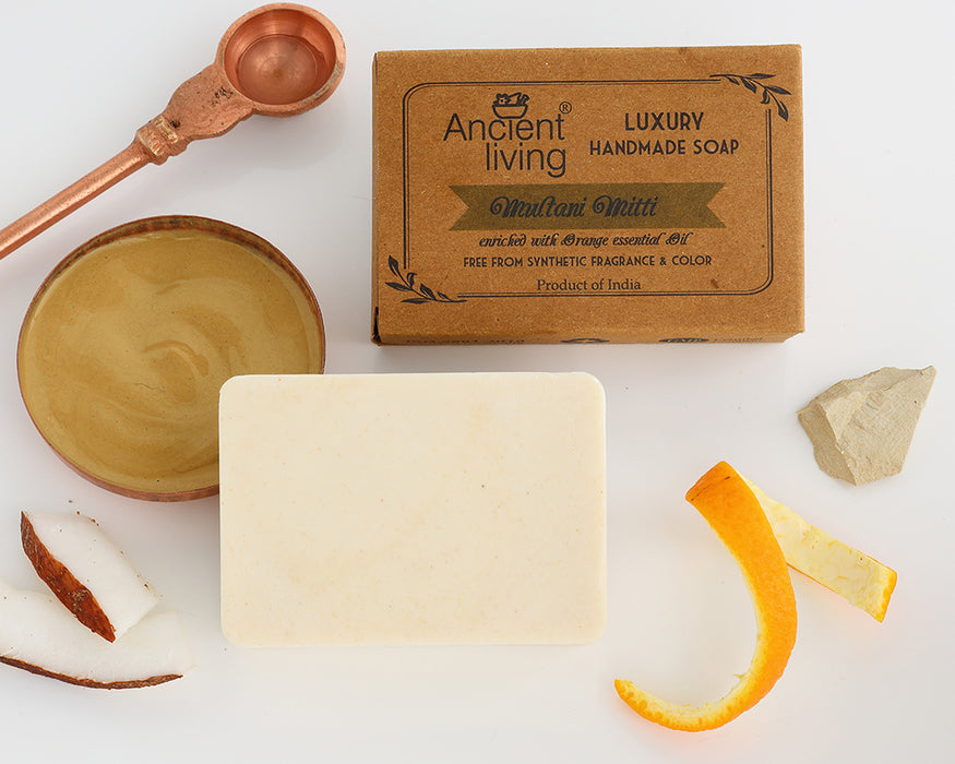 Ancient Living Multani Mitti Luxury Handmade Soap | with Organic Certified Ingredients  | Chemical-Free Soap for Tan Removal
