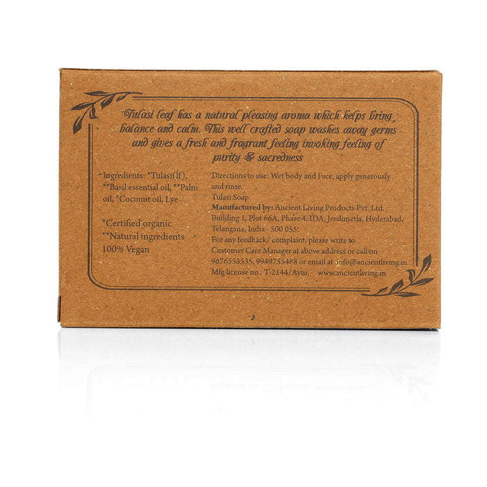Ancient Living Tulasi Natural Handmade Soap | with Organic Certified Ingredients | Chemical-Free Ayurvedic Soap for Glowing Skin