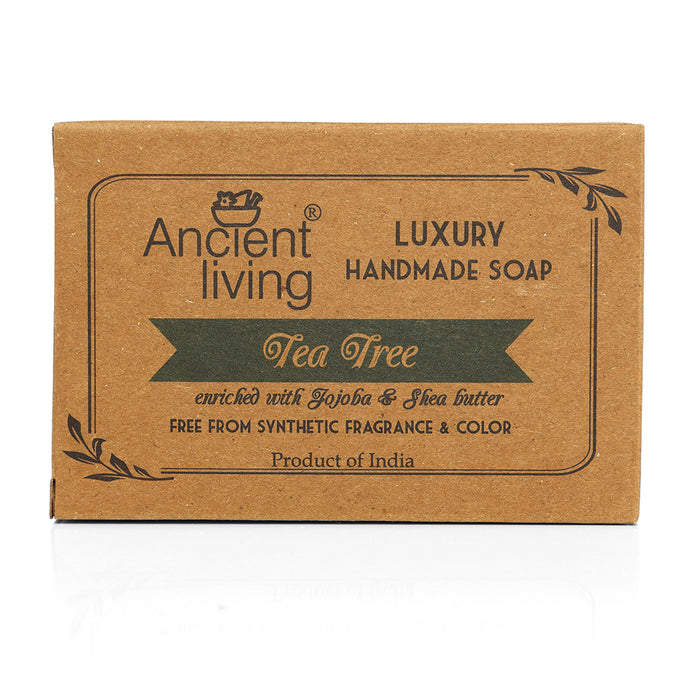 Ancient Living Tea tree Luxury Handmade Soap | with Organic Certified Ingredients | Natural Soap for Acne-Prone Skin | Ayurvedic Soap