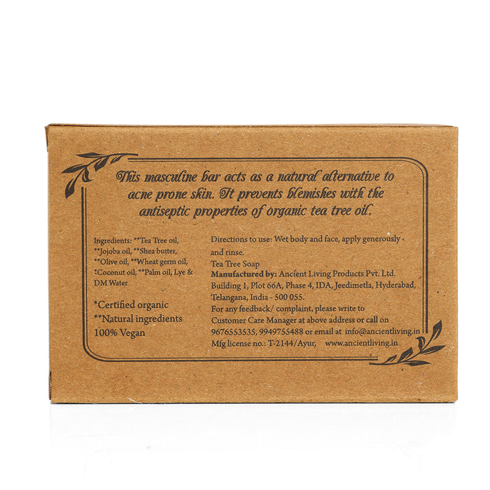 Ancient Living Tea tree Luxury Handmade Soap | with Organic Certified Ingredients | Natural Soap for Acne-Prone Skin | Ayurvedic Soap