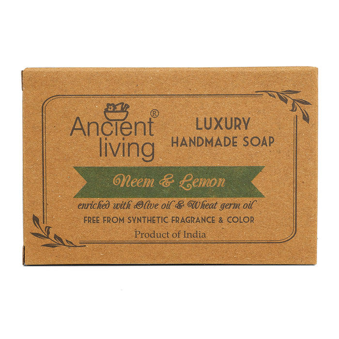 Ancient Living Neem & Lemon Luxury Handmade Soap | with Organic Certified Ingredients | Chemical-Free  Soap | Natural Purifying Soap