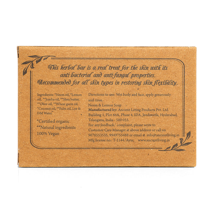 Ancient Living Neem & Lemon Luxury Handmade Soap | with Organic Certified Ingredients | Chemical-Free  Soap | Natural Purifying Soap