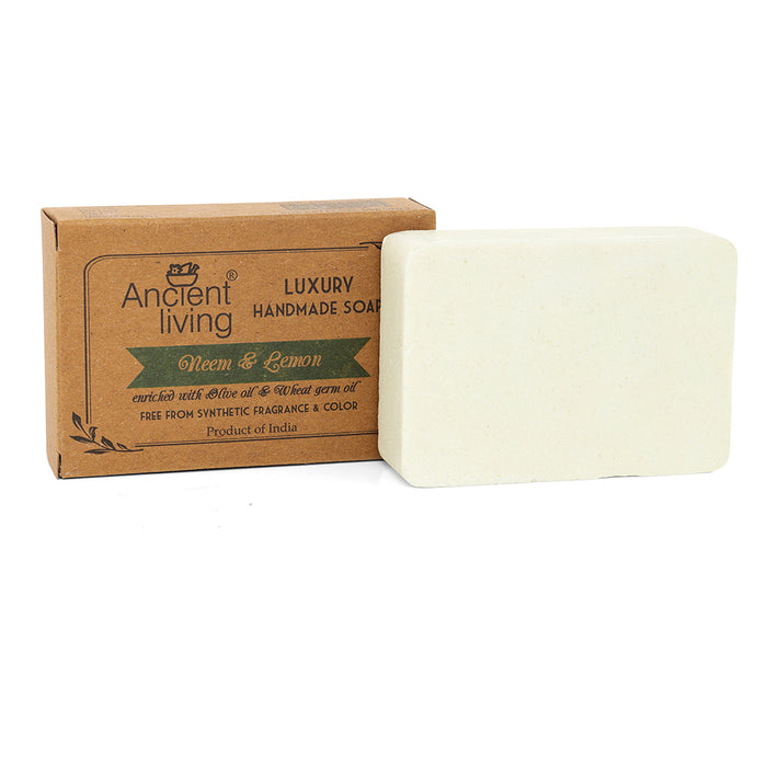 Ancient Living Neem & Lemon Luxury Handmade Soap | with Organic Certified Ingredients | Chemical-Free Soap | Natural Purifying Soap