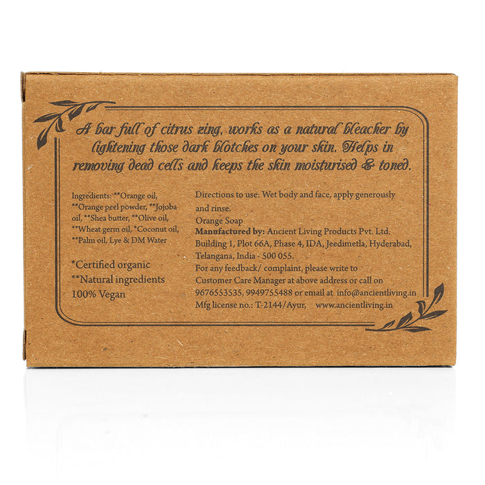 Ancient Living Orange Luxury Handmade Soap | with Organic Certified Ingredients | Vitamin C Chemical-Free Soap for Glowing Skin