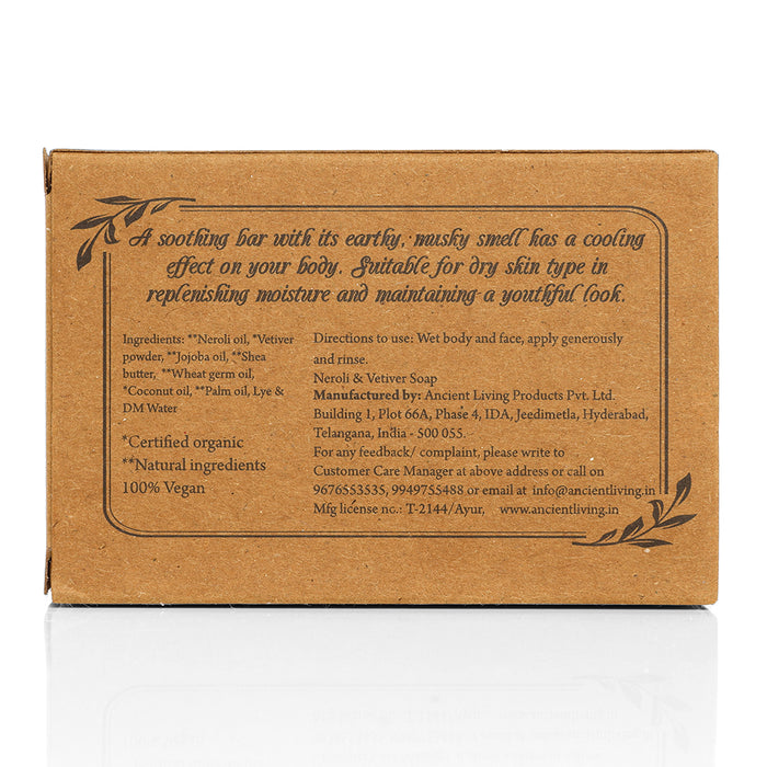 Ancient Living Neroli & Vetiver Luxury Handmade Soap | with Organic Certified Ingredients | Moisturizing Soap | Chemical-Free Natural Soap