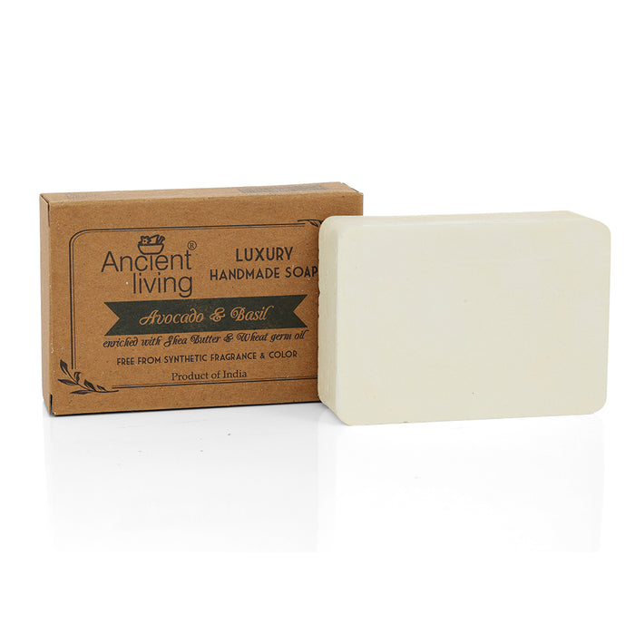 Ancient Living Avocado & Basil Luxury Handmade Soap | Chemical-Free Soap for Moisturizing Skin | Natural Nourishing Soap