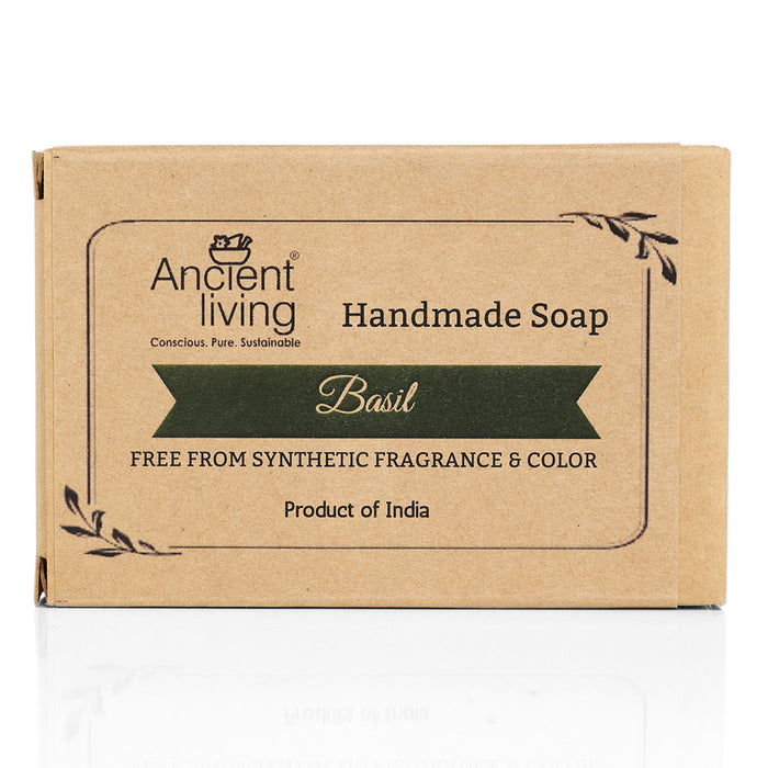 Ancient Living Basil Luxury Handmade Soap | with Organic Certified Ingredients | Glycerin Soap for Soft Skin | Chemical-Free Natural Soap