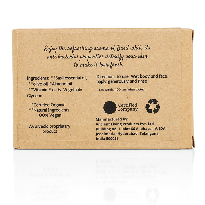 Ancient Living Basil Luxury Handmade Soap | with Organic Certified Ingredients | Glycerin Soap for Soft Skin | Chemical-Free Natural Soap
