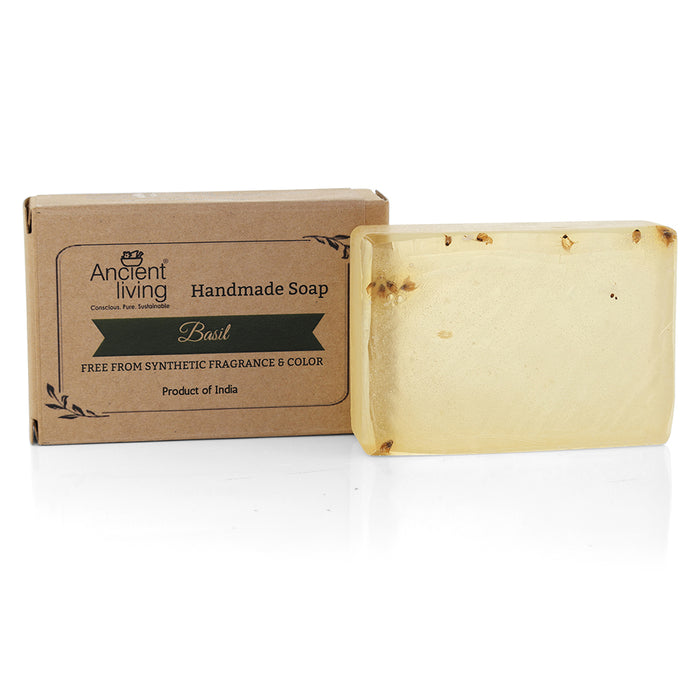 Ancient Living Basil Luxury Handmade Soap | with Organic Certified Ingredients | Glycerin Soap for Soft Skin | Chemical-Free Natural Soap