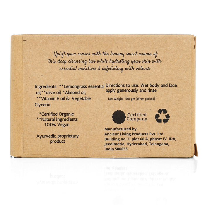 Ancient Living Lemongrass & Vetiver Luxury Handmade Soap | Ayurvedic Moisturizing Soap | Cleansing Glycerin Soap for Skin Care