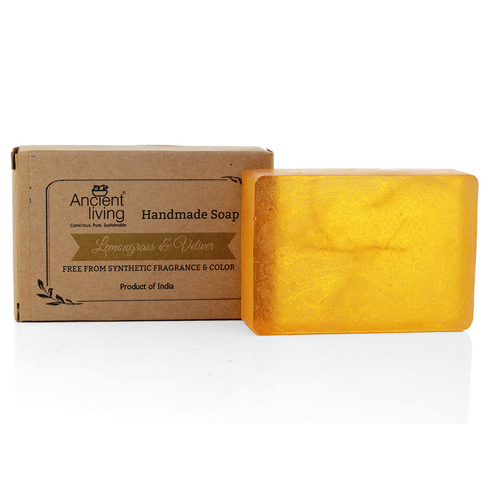 Ancient Living Lemongrass & Vetiver Luxury Handmade Soap | Ayurvedic Moisturizing Soap | Cleansing Glycerin Soap for Skin Care