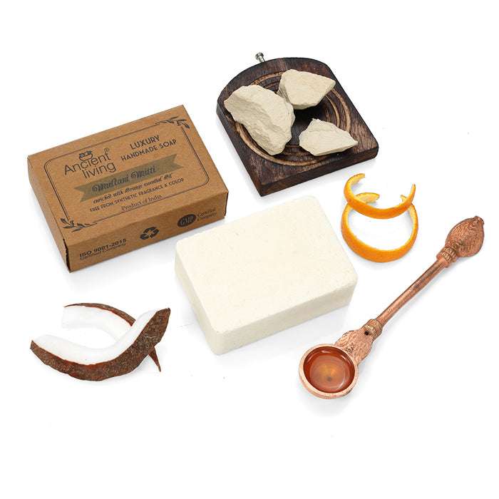 Ancient Living Multani Mitti Luxury Handmade Soap | with Organic Certified Ingredients  | Chemical-Free Soap for Tan Removal