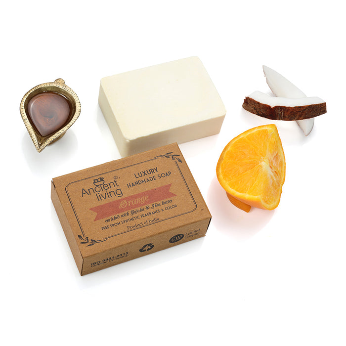 Ancient Living Orange Luxury Handmade Soap | with Organic Certified Ingredients | Vitamin C Chemical-Free Soap for Glowing Skin