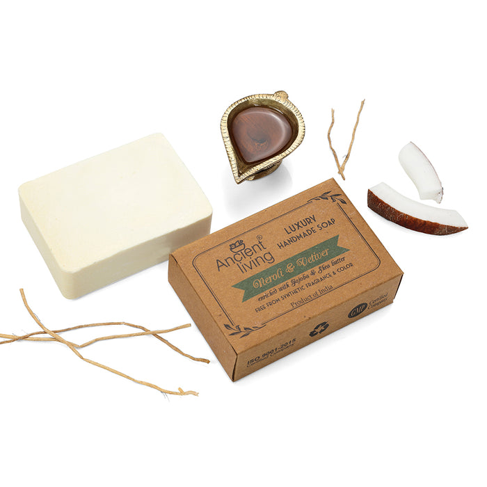 Ancient Living Neroli & Vetiver Luxury Handmade Soap | with Organic Certified Ingredients | Moisturizing Soap | Chemical-Free Natural Soap