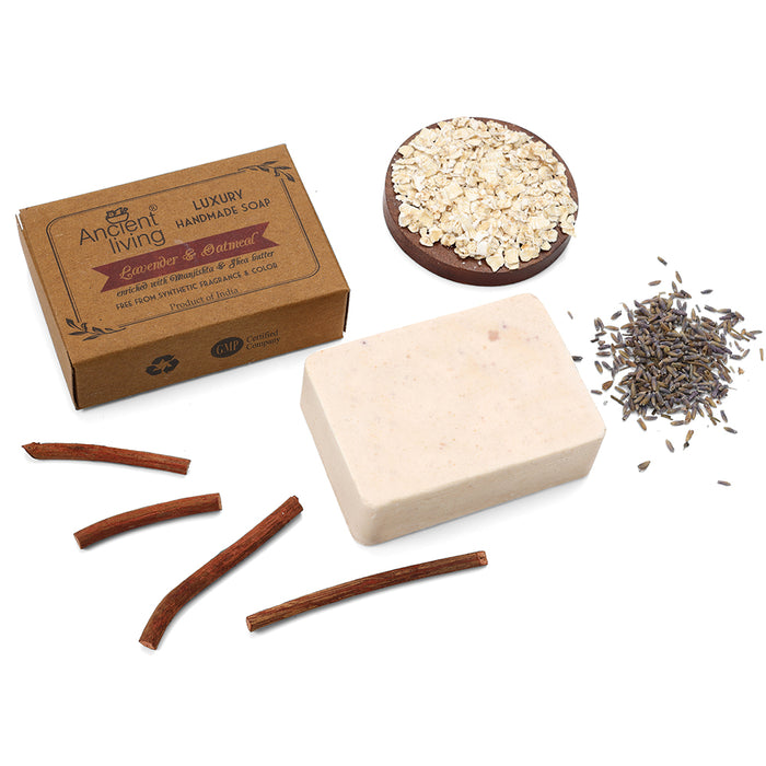Ancient Living Lavender & Oatmeal Luxury Handmade Soap | with Organic Certified Ingredients | Chemical-Free Natural Soap