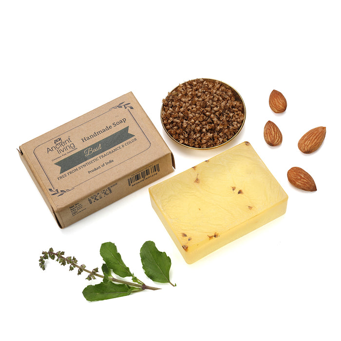 Ancient Living Basil Luxury Handmade Soap | with Organic Certified Ingredients | Glycerin Soap for Soft Skin | Chemical-Free Natural Soap