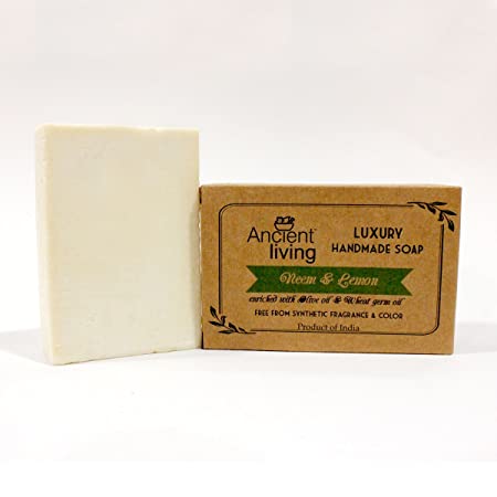 Ancient Living Neem & Lemon Luxury Handmade Soap - (Set of 5) - 100 gm Each Refreshing Moisturizing Bath bar for Acne and Blemishes Ideal For All Skin Types