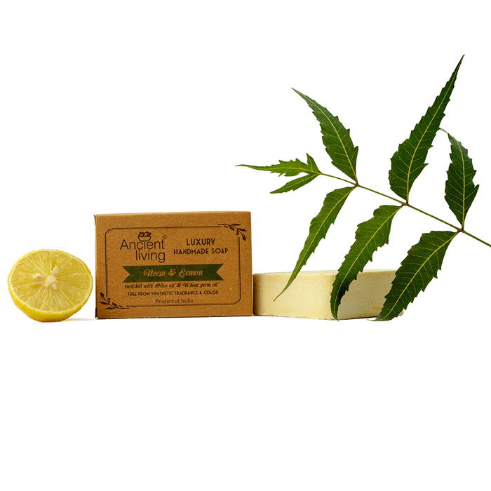 Ancient Living Neem & Lemon Luxury Handmade Soap | with Organic Certified Ingredients | Chemical-Free  Soap | Natural Purifying Soap