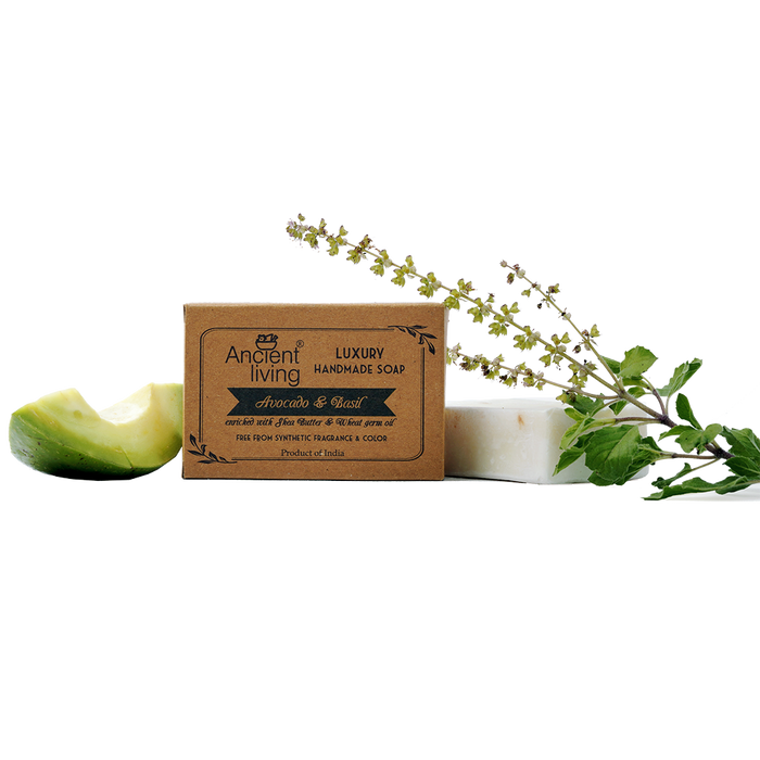 Ancient Living Avocado & Basil Luxury Handmade Soap |  Chemical-Free Soap for Moisturizing Skin | Natural Nourishing Soap