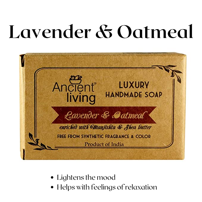 Ancient Living Lavender & Oatmeal Luxury Handmade Soap(Set of 4) -100 gm Organic Anti-Ageing Hydrating and Moisturizing Bathing Bar Best for Skin Inflammation