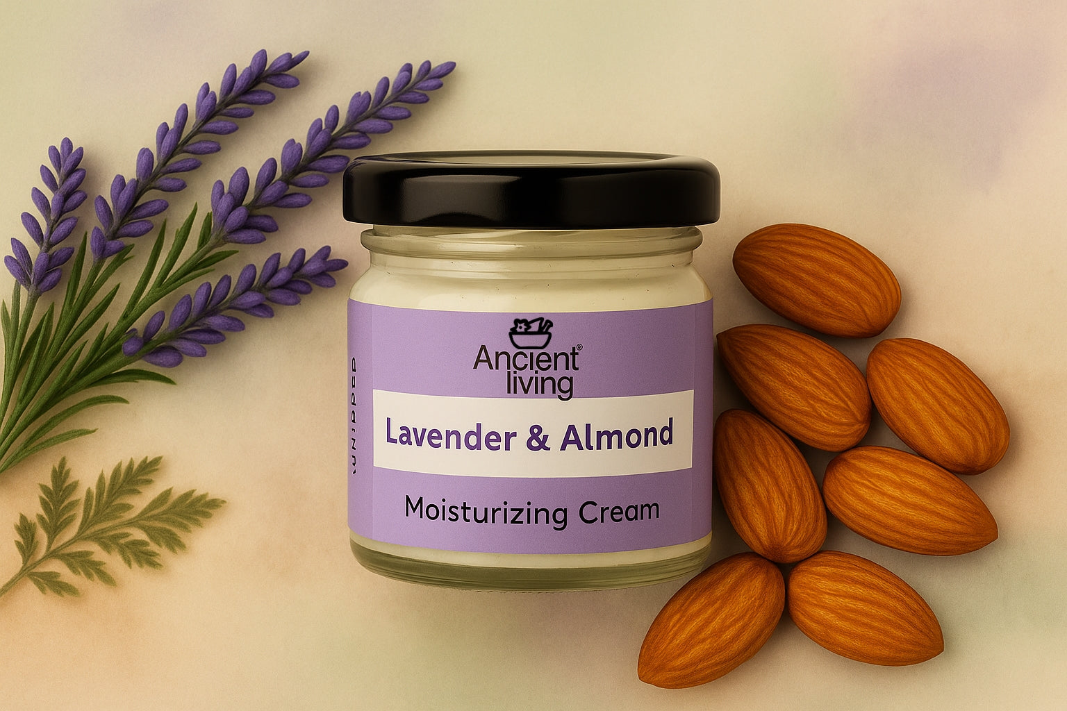 God of Ayurveda whispers through every ritual of care, and in this sacred flow, Ancient Living brings you the Lavender & Almond Moisturising Cream — a blend where tradition meets  modern nourishment.