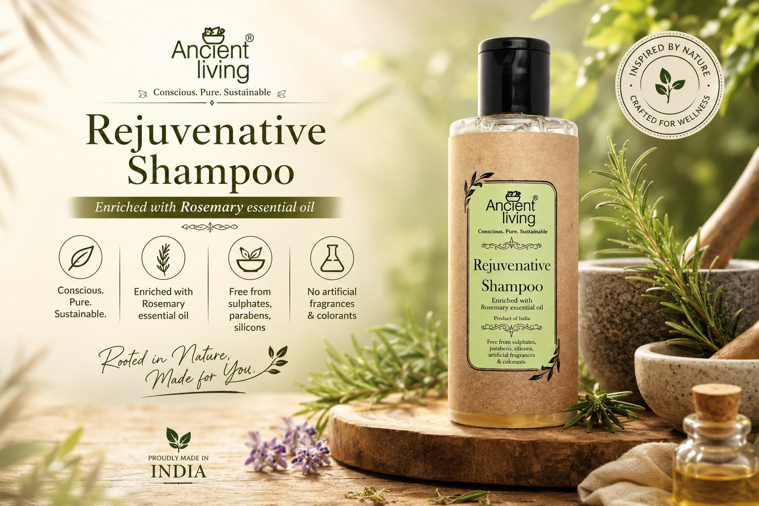Rejuvenative Shampoo with Rosemary Essential Oil | Ancient Living