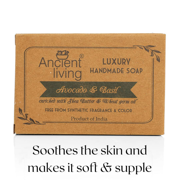 Ancient Living Moisturizing Handmade Soap Combo – Pack of 4 (Neem & Lemon, Orange, Neroli & Vetiver, Avocado & Basil)