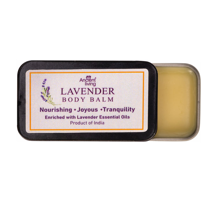 Lavender body balm in a tin