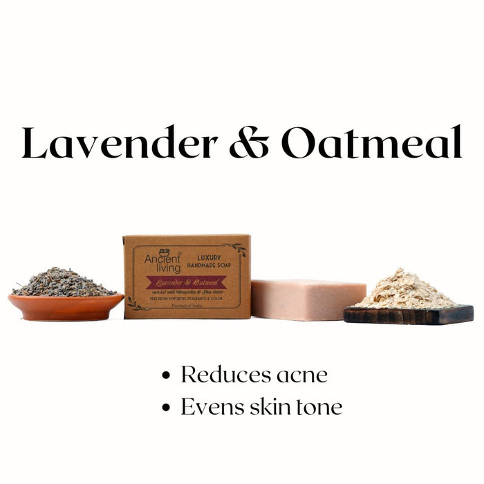 Ancient Living Lavender & Oatmeal Luxury Handmade Soap | with Organic Certified Ingredients | Chemical-Free Natural Soap