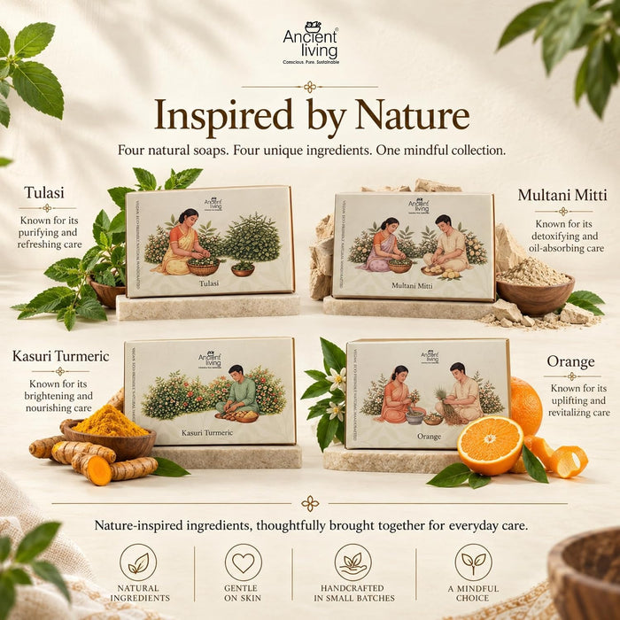 Ancient Living Natural Handmade Soap Gift Set for Bath | 4 × 100 g