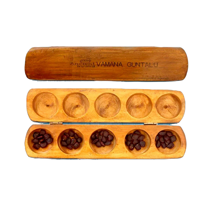 Ancient Living Handicrafts Vamana Guntalu/Pallanghuzi/Mancala/Logical/Strategy/Wooden Board Game with Tamarind Seeds