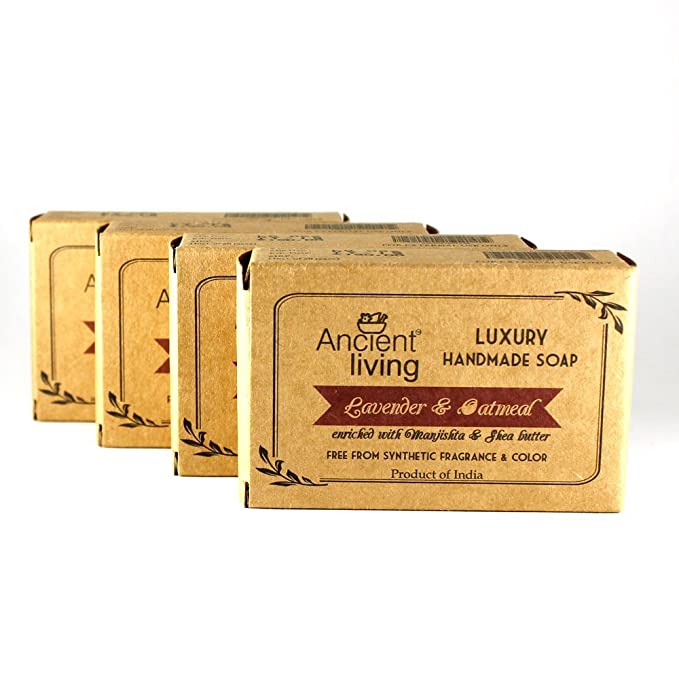 Ancient Living Lavender & Oatmeal Luxury Handmade Soap(Set of 4) -100 gm Organic Anti-Ageing Hydrating and Moisturizing Bathing Bar Best for Skin Inflammation