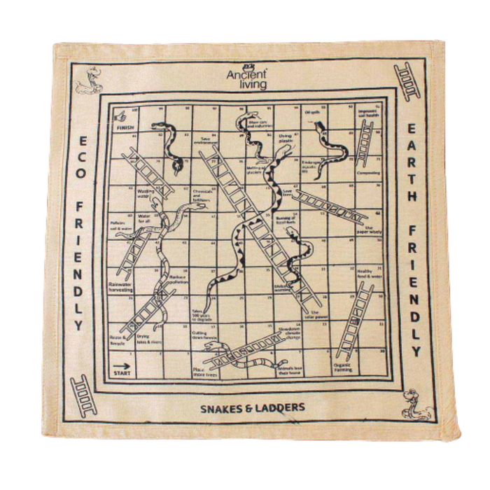 Ancient Living Snake And Ladders Raw Silk Board Game - 1 Pcs